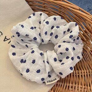 NEW Large Floral Scrunchie - White
